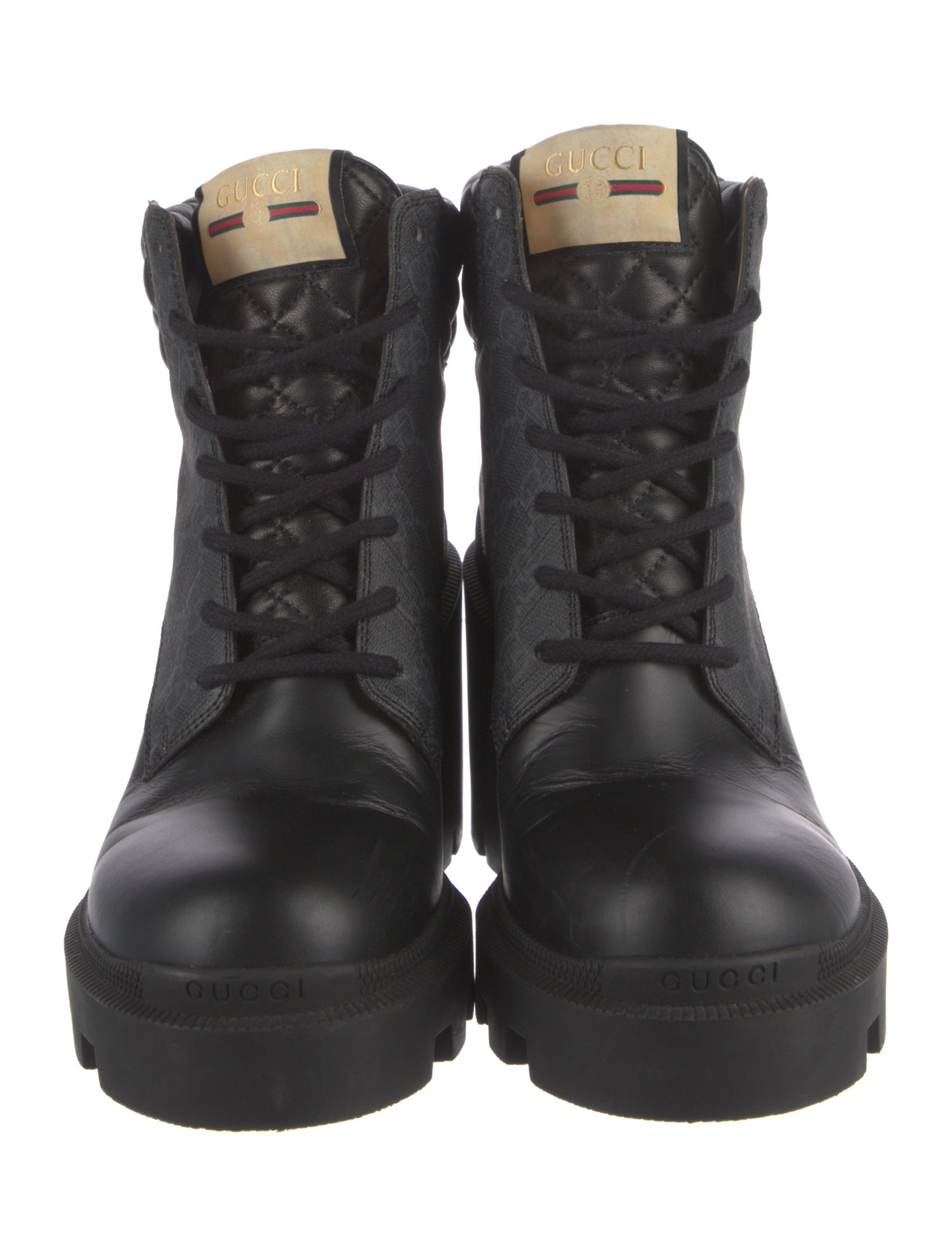 Gucci GG Canvas Leather Combat Boots